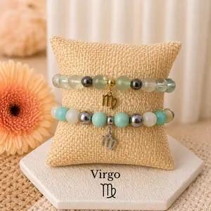 Virgo Zodiac Bracelet Amazonite Fluorite Hematite | Clarity Focus Balance | Crystal Jewelry Gift