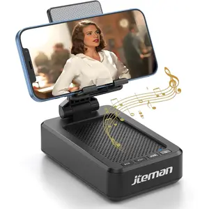 Cell Phone Stand with Wireless Bluetooth Speaker and Anti-Slip Base HD Surround Sound Perfect for Home and Outdoors with Bluetooth Speaker for Desk Compatible with Iphone/Ipad/Samsung Galaxy JTEMAN