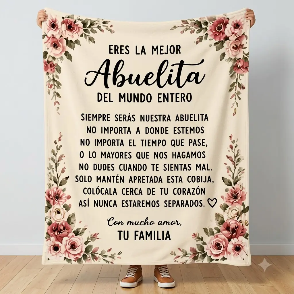 Spanish Blanket for Grandma, Manta Para Abuela Con Mensaje De Amor, Regalo Para La Mejor Abuelita Del Mundo, Gift From Grandchildren, Grandparents Day Mexico, Birthday Christmas Gift - mex10073