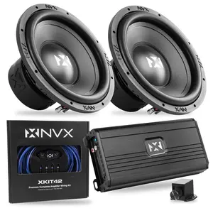 2000W Peak (1000W RMS) N-Series Dual 12" Subwoofer Bass Package with Monoblock Amplifier and Wiring Kit