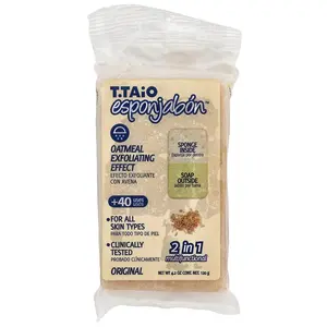 T. Taio Soap Bar With Sponge Inside, Oatmeal, 4.2 oz (120 g)