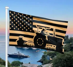 American Farmer Tractor USA Flag, Patriotic Farm Life Outdoor Banner