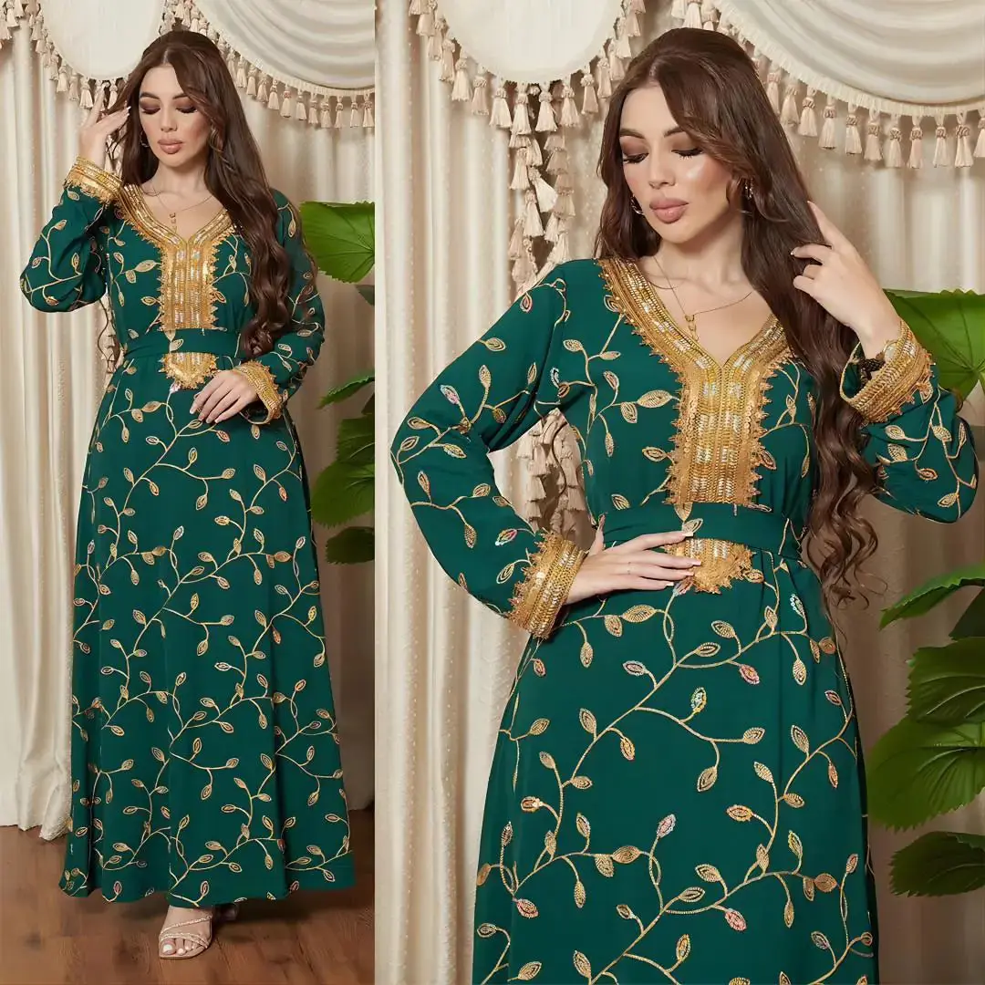 Dubai Elegance Embroidered Party Robe