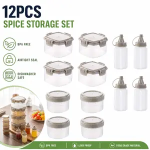12 Pack Plastic Squeeze Bottles – Mini Seasoning Boxes for Salad Dressing, Ketchup, Mustard, Soy Sauce – Portable Outdoor BBQ Kitchen Accessories, Dishwasher Safe