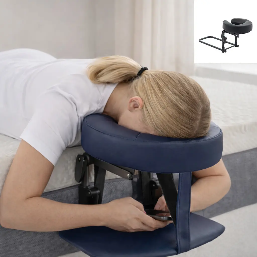 Foldable Home Bed Massage Headrest Pillow, Floating massage support, Ergonomic Memory Foam, PU Leather Fabric, Adjustable Height, Reversible Use, PortablePost-Eye Surgery Recovery Pillows,Ideal Birthday Holiday Father's Day Gift