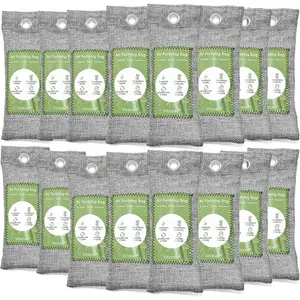 16 Pack Bamboo Charcoal Air Purifying Bag, Activated Charcoal Bags Odor Absorber, Moisture Absorber, Natural Car Air Freshener, Shoe Deodorizer, Odor Eliminators For Home, Pet, Closet (16x50g)