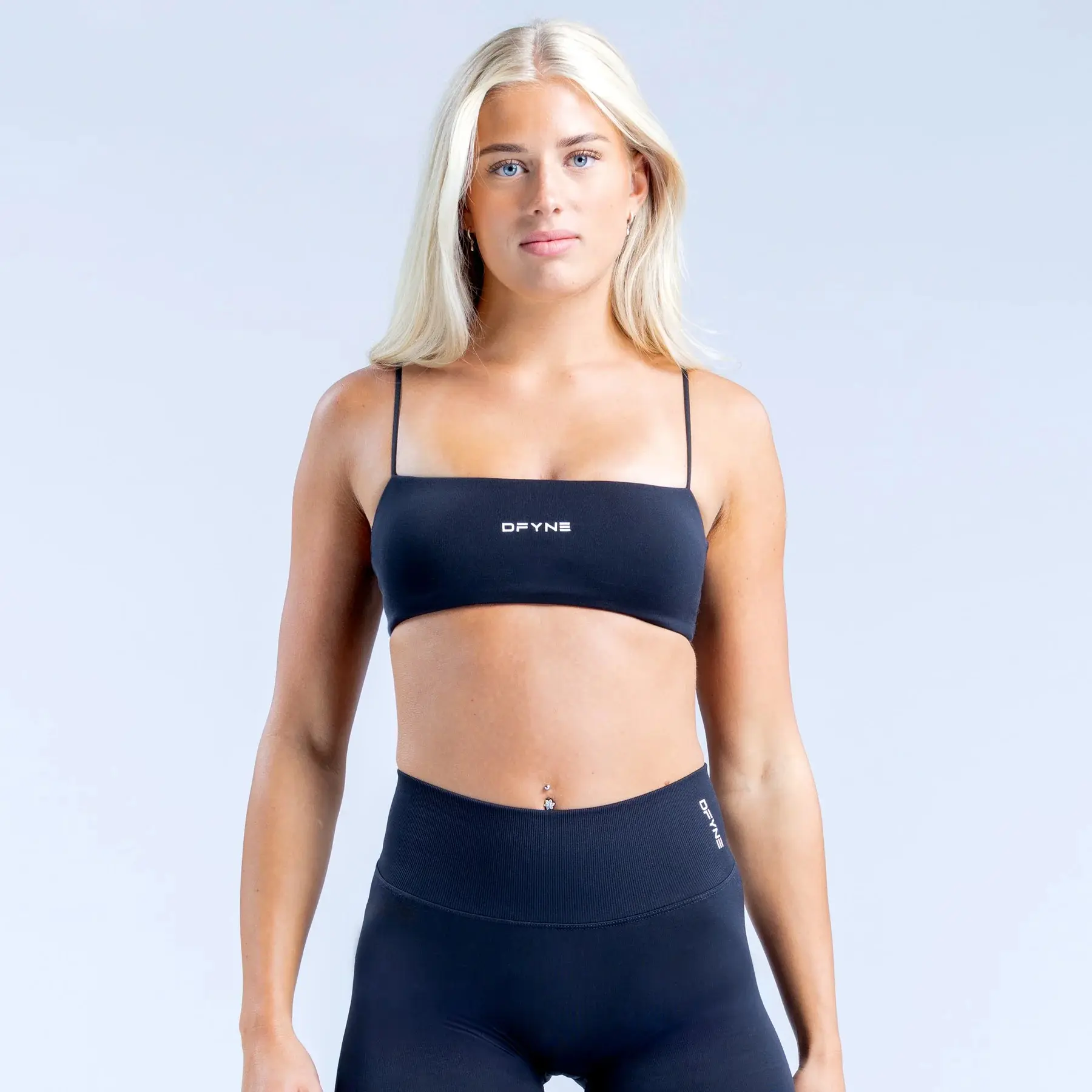 2026 New soft and comfortable fit;Dfyne DEFY Strappy Bra, Women’s Sports Bra Only, Seamless Activewear Top for Workout, Gym, Yoga, Medium Support Removable Pads