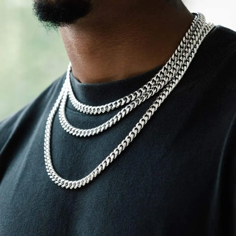6mm Stainless Steel Necklace, Cuban Necklace for Men, 18/20/22/24 Inch (Unisex)
