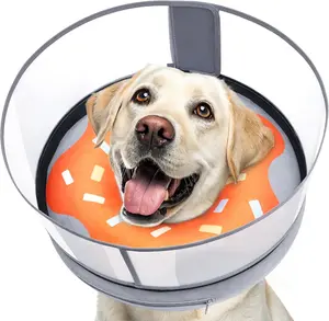 Inflatable Dog Cone with Transparent Shield, Protective Dog Donut Collar After Surgery to Stop Licking, Soft Donut Cone for Small Pets, Adjustable Recovery Collar with Buckle Visibility