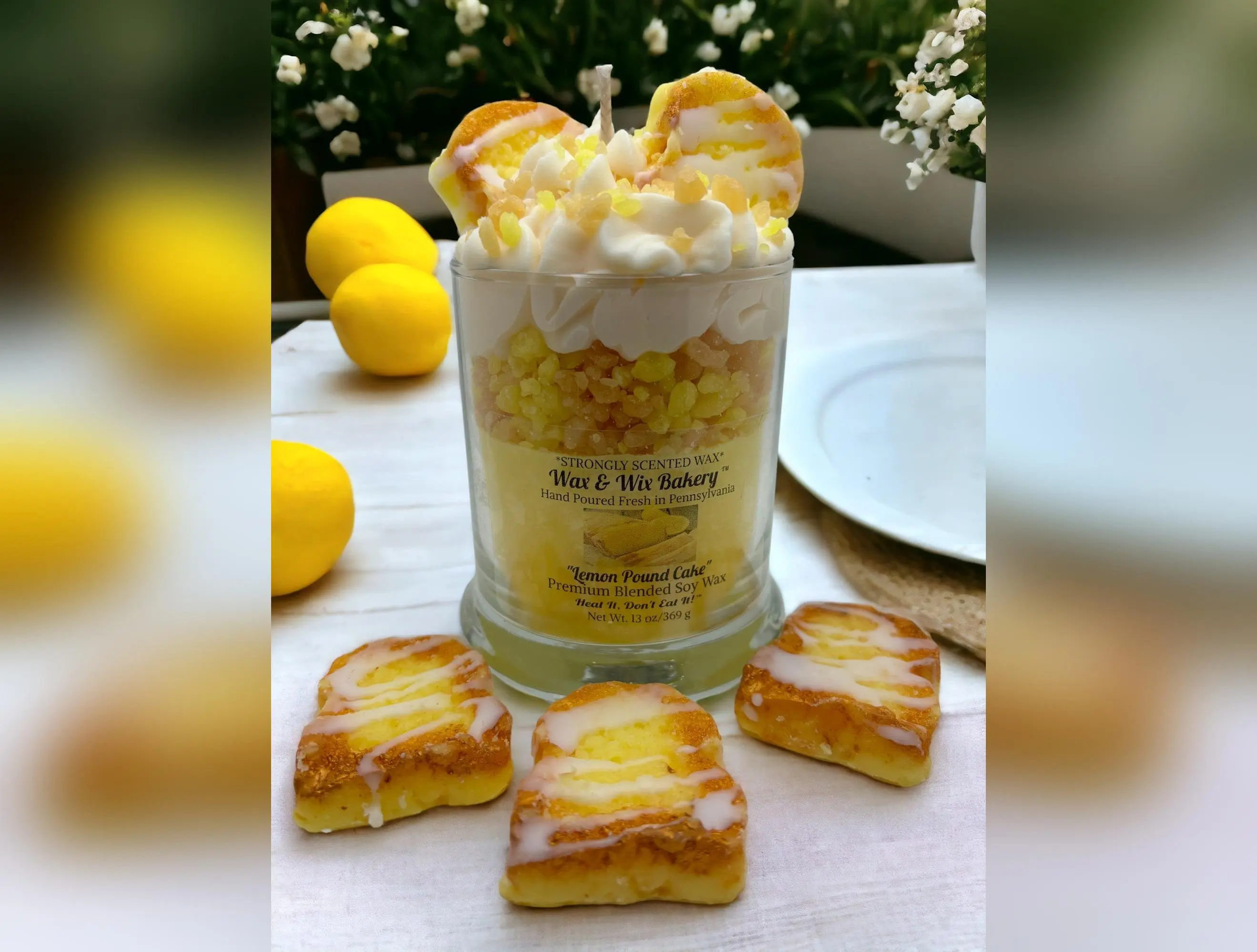 Lemon Pound Cake Candle. Large 13 Ounce. Pound Cake. Soy Wax Candle. Strongly Scented Candle.