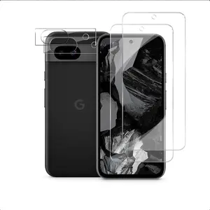 Pixel 8a Tempered Glass Screen Protector + Camera Lens Protector [ 2 + 2 Pack ][Fingerprint Unlock] [Anti-Scratch] [Case Friendly] Clear HD Protective Film for Google Pixel 8a 5G