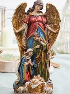 13.5" Resin Nativity Figurine With Angel