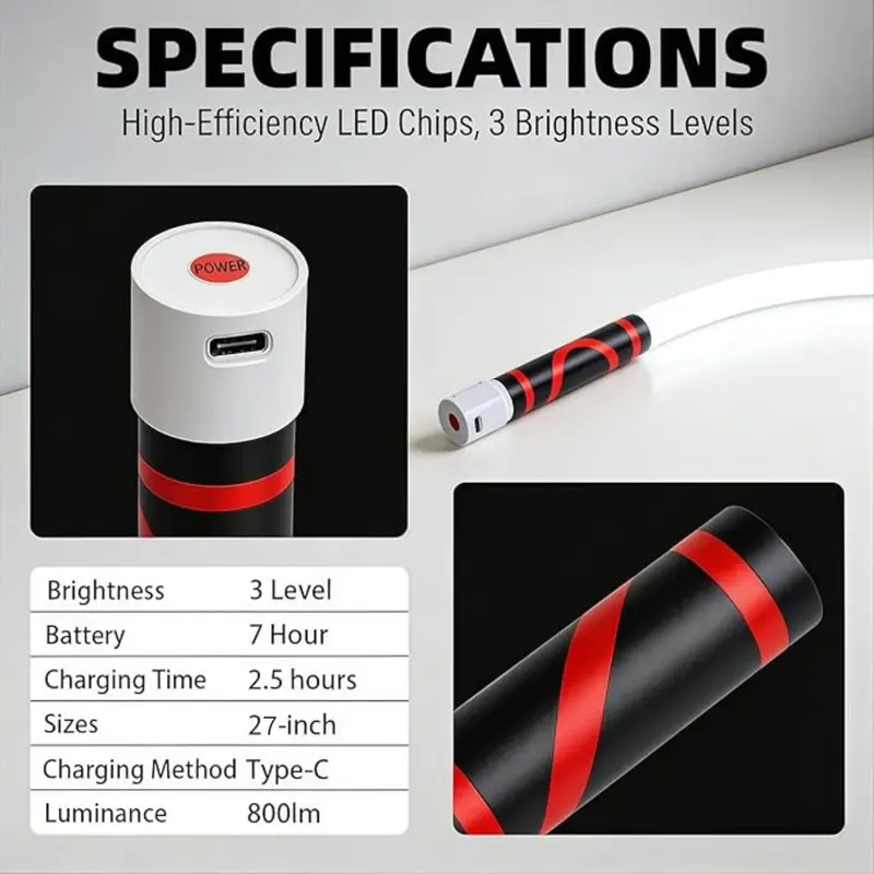 27" Bendable LED Flashlight Stick - Rechargeable High Lumen Hands-Free Work Light, Cars Accessories, Mechanic Stuff, Tools and Gadgets for Car Repair, Garage, Emergency Use (Flash Lights & Lighting)