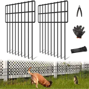 25 Panels Rustproof Metal Decorative Garden Fencing Animal Barrier, 17in(H) x 27ft(L) Dog Dig Fence with 1.25in Gap, Ground Defense Border Fence for Outdoor Yard Patio