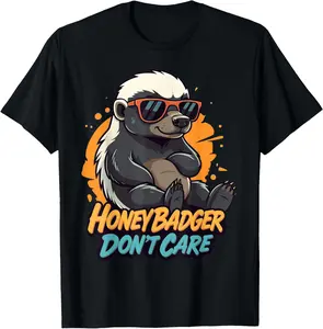 100% Cotton Honey Badger Don’t Care Funny Zero Care Honey Badger Style T-Shirt