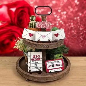 Heart Envelope & Tape & Letter Design Tiered Tray Decoration, 12pcs/set Romantic Love Theme Decorative Ornament, Home Decor for Living Room Bedroom Coffee Shop Bar
