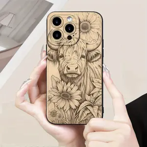 One Creative TPU Phone Case Featuring a Design of Cows And Flowers, Providing Shock Protection for Various Iphone Models Including 16, 15, 14, 13, 12, 11 Pro Max/Plus/Pro/Mini XR/XS/X MAX/7 8G Plus SE. Samsung Galaxy s26 S23, S24, S23ULTRA.
