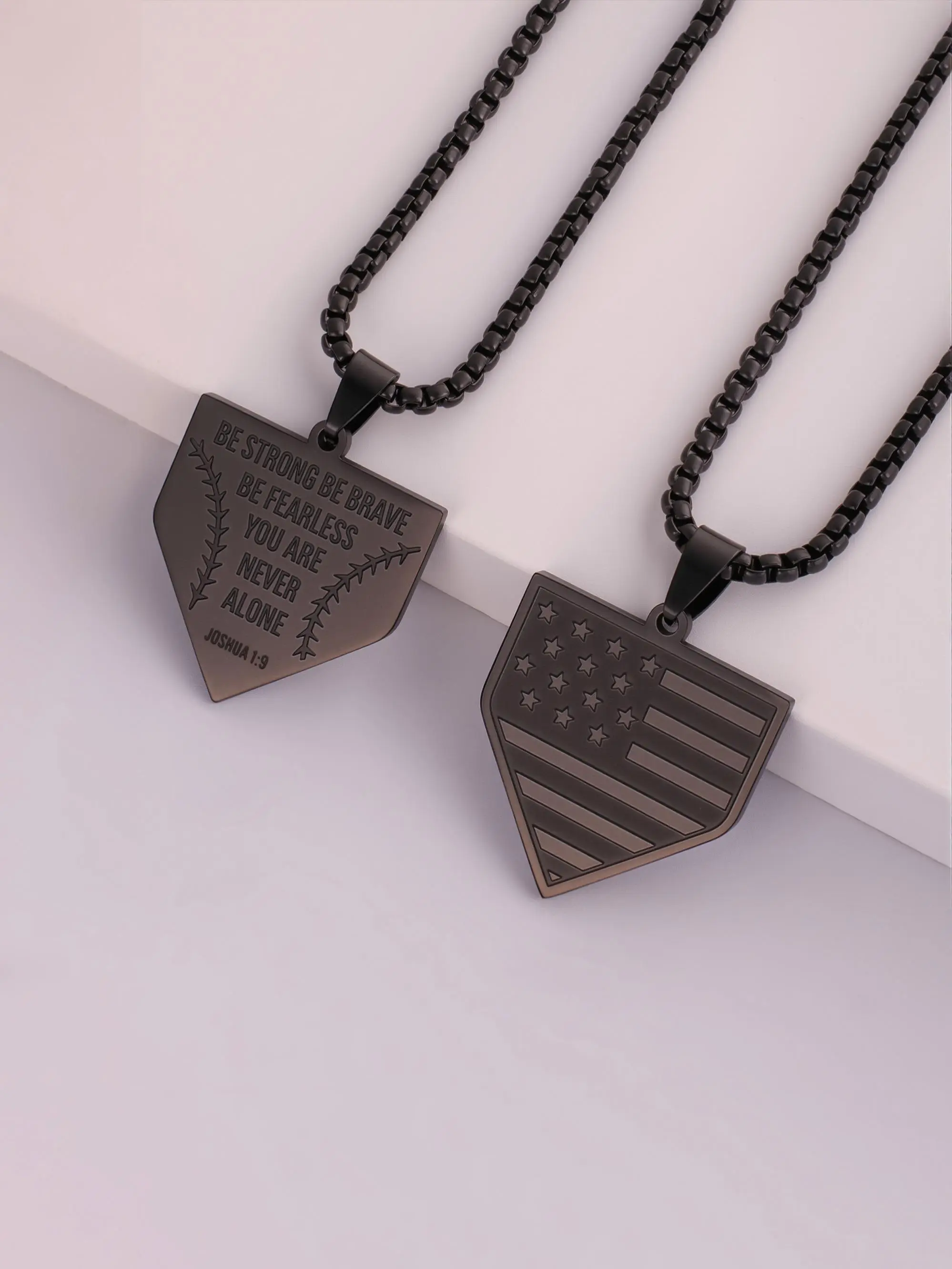Baseball & Flag Pattern Pendant Necklace for Men & Women, Statement Necklace, Fashion Jewelry for Party, Daily Clothing Decor, Trendy All-match & Exqu