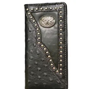Longhorn concho Western mens wallet Bifold black, check book, credit card holder