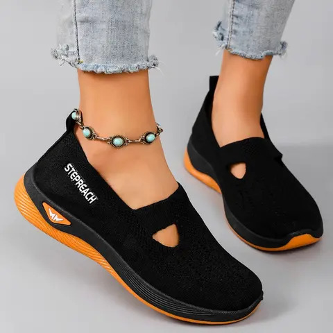 Women's Plain Color Mesh Breathable Lightweight Sneakers, Casual Comfortable Sports Running Shoes, All-match Soft Sole Shoes for Daily Wear, Mesh Walking Shoes, Slip On Walking Shoes, Lightweight Comfy Shoes