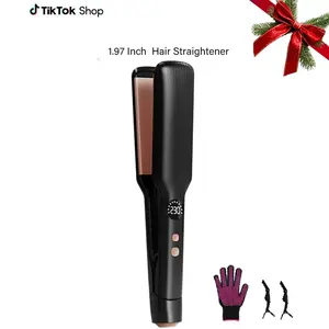 MORI 2026 New Flat Iron Hair Straightener 2-in-1 Wet-to-Dry LCD Display Adjustable Temperature Fast-Heating High-Speed Airflow 200 Million Negative to Lock in Moisture & Shine Ions Salon-Quality Suitable for All Hair Types Best Gift for Women