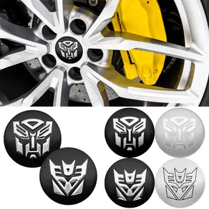 4Pcs 56mm Car Styling Transformers Decepticon Emblem Badge Sticker Car Wheel Hub Center Caps Protect Stickers For Audi Mercedes Benz Alfa Romeo Auto Accessories Sticker For Cars