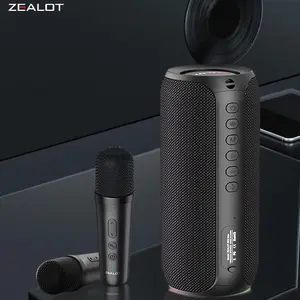 ZEALOT Zealot S69M Wireless Speaker with 2 Wireless Microphones, 3600mAh Battery Speaker with 12 Hours Playtime, Loud Stereo Sound Speaker for Mobile Phone/Tablet/TV, Audio