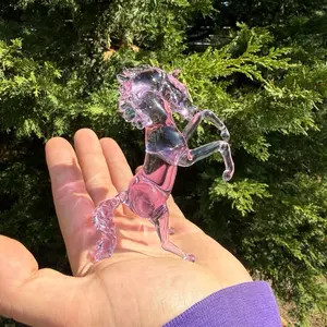 Pink Horse Statue - Handmade Glass Art - Flame-worked Glass