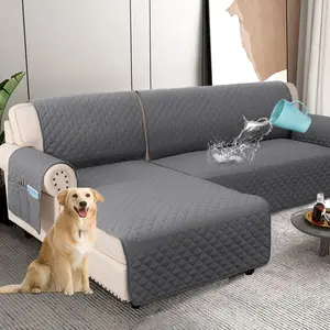 PrimeBeau 100% Waterproof Sectional Couch Covers 2-Piece Couch Cover L Shape Sofa Covers Washable for Dogs Non Slip (Sofa）