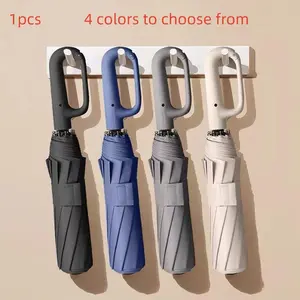 Automatic Folding Umbrella, Portable Rain Umbrella with Ring Buckle, Unisex Windproof Waterproof Sun Protection, Portable Foldable Umbrella