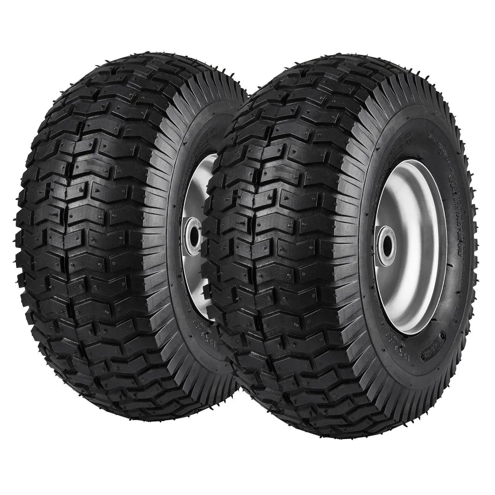 【Summerfinds】VEVOR Lawn Mower Tires,15x6-6" Lawn Tractor Tires2-Pack Tire and Wheel AssembliesTurf Pneumatic Tires with 3" Centered Hub and 3/4" Bushing Size16 PCS Adapters for Riding Mowers Lawn Tractors