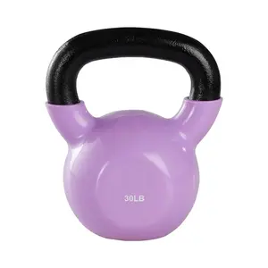 Vinyl Kettlebell Colorful Portable Cast Iron 10/12/15/20/25/30/40 Pounds