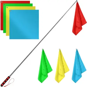 4pcs Horse Training Flag, 5.25 Feet Red Telescopic Flag Poles with 17.1x17.1inch Retractable Horse Training Equipment Horse Flag (Four Colors)