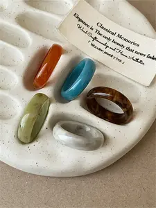 Cute Minimalist Resin Circle Fashion Solitaire Stackable Rings for Women, Elegant Vintage Style Daily Wear, Unique Design for Gifts & Celebrations