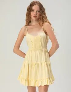 RSQ Womens Lace Trim Babydoll Dress
