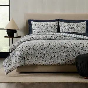 Jeremiah Brent Home 3pc California King Floral 'Geneva' Cotton Comforter Set Blue