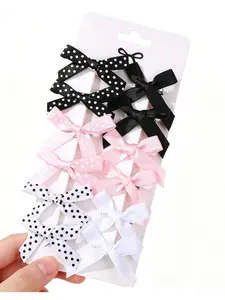 12pcs Y2K Mini Bow Hair Clips, Cute Solid Color & Polka Dot Barrettes for Girls, Bangs Hair Accessories for Thin Hair