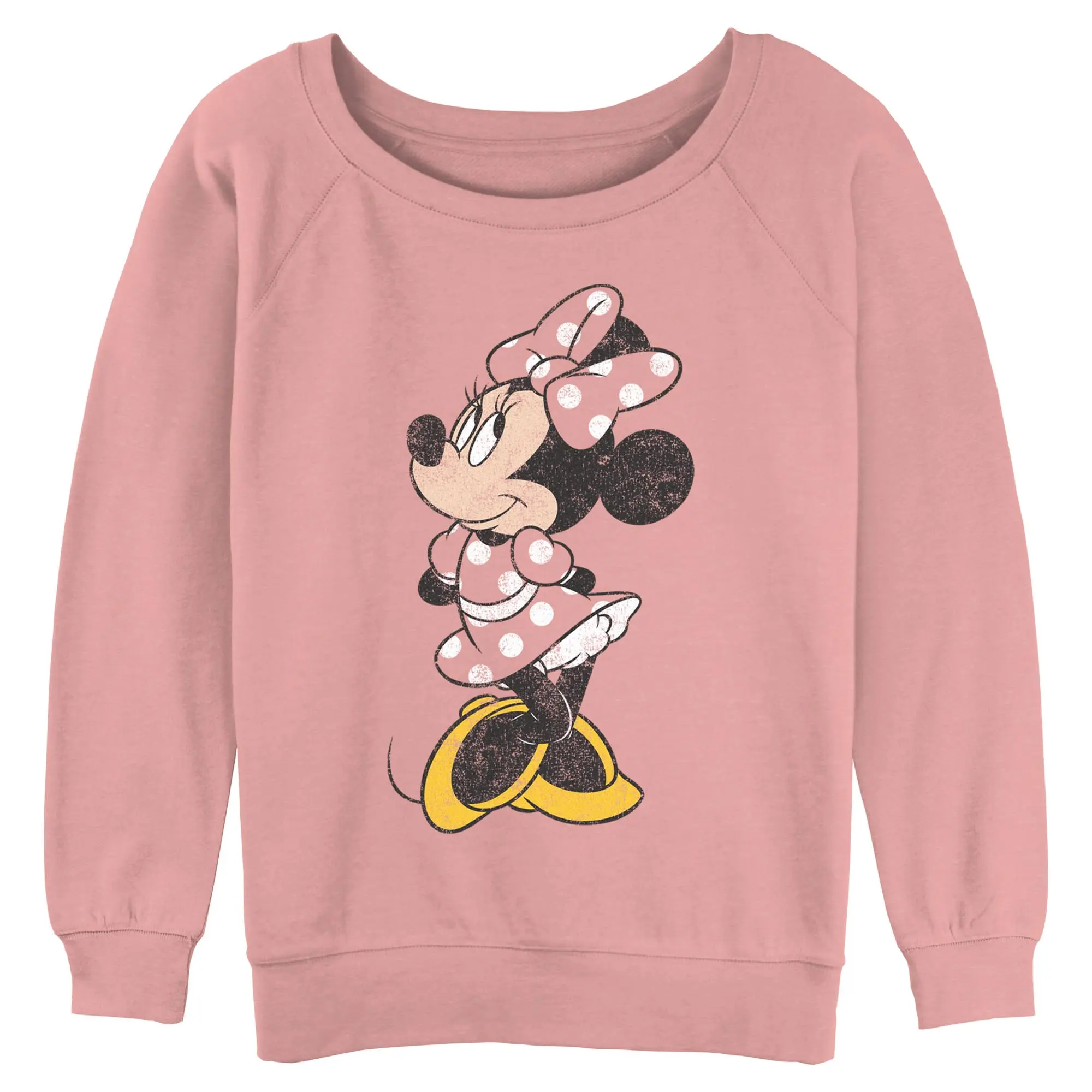 Mickey & Friends Minnie Mouse Portrait Distressed Juniors Sweatshirt