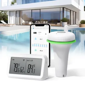 INKBIRD Pool Thermometer Wireless IBS-P02R Set with Indoor Monitor Digital Pool Thermometer Floating Easy Read Large IPX7 Waterproof for Swimming Pools, Hot Tubs, Small Ponds, Aquariums, Bath
