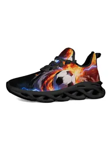Exclusive Cosmic Flame Football Sneakers, Unique Print Fashion, Trendy Vibrant Design, Classic Laces, Men's Casual Shoes
