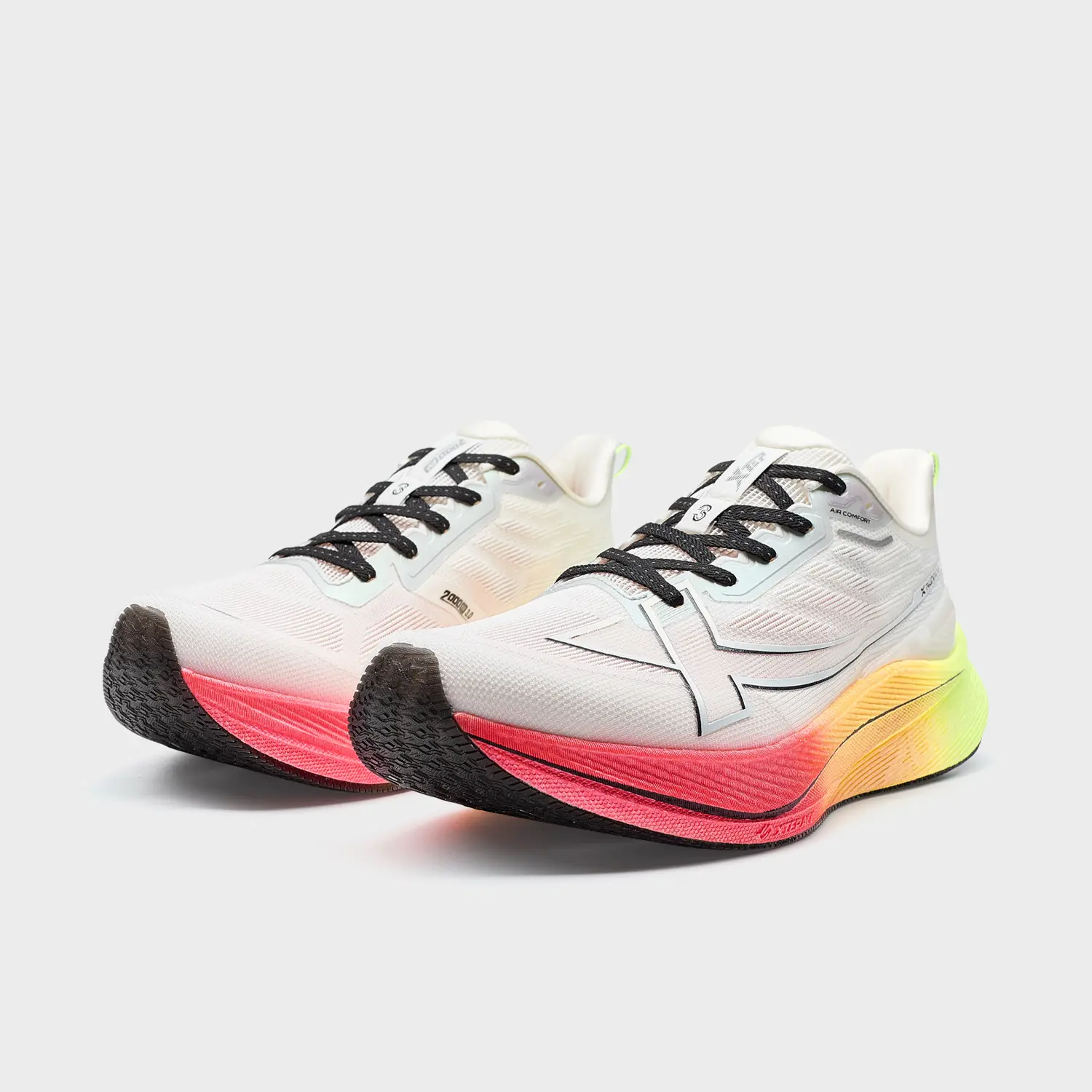 XTEP 2000km 3.0 Men's Running Shoes,Sail White/Fluorescent lime green,Breathable Training Sneakers with ACE Midsole Comfort for Jogging & Marathon