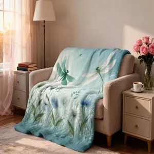 1 piece of forest watercolor dandelion blanket colorful dragonfly rose printed flannel blanket soft and comfortable suitable for sofa camping and other occasions