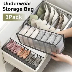 3 Counts Foldable Underwear Organizer, Drawer Organizer Divider Bins for Bras, Socks, Ties, Underwear Storage Box