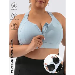 High-Impact Women'S Sports Bra with a Front Zipper, Suitable for Larger Sizes, Featuring Adjustable High-Support Straps, Ideal for Yoga And Fitness Training, Women'S Workout Apparel