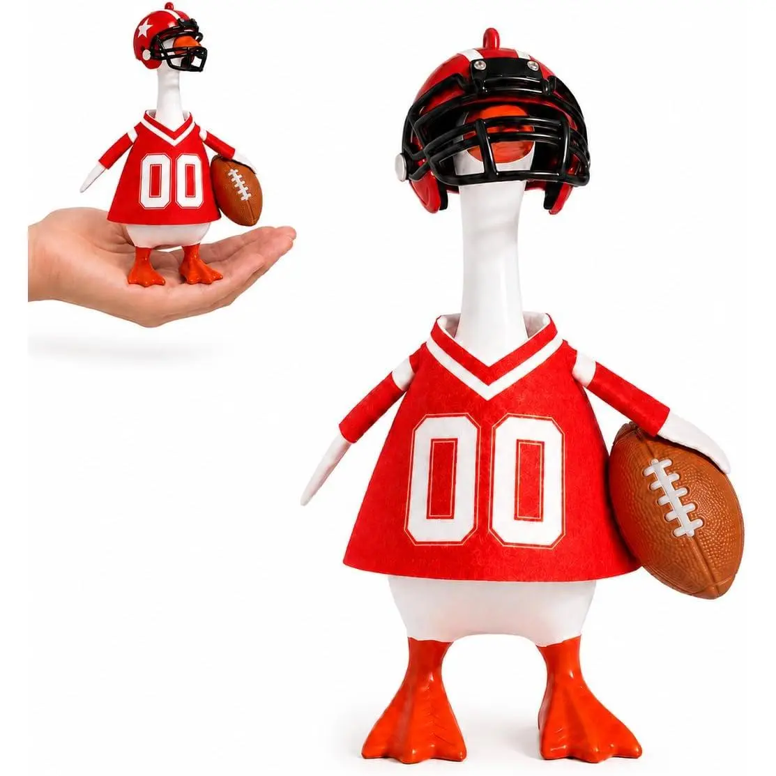 7 Inch Desk Goose Figure Outfits - Fade-Proof Cloth Dressmaking Accessories with Football Jersey, Rugby Attire, Helmet for Desk Decoration