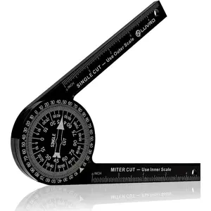 Aluminum Miter Saw Protractor | 7-Inch Rust Proof Angle Finder Featuring Precision Laser Engraved Scales Professional Miter Saw Protractor with Measuring Rulers for Angle Finder Carpentry, Crown Molding Tool