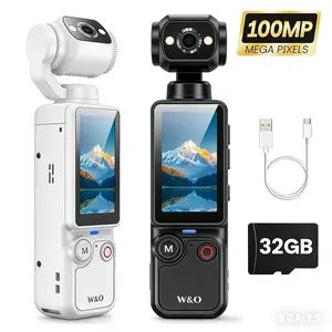 DarlingCase 8in1 2.5K Pocket Camera,Portable Rechargeable Vlog Camera with Handheld ,vloggingcamera,180 Degree Viewing Angle,Includes 32GB Memory Card Charging Compact  Audio