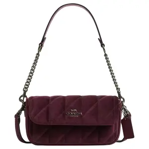 Coach Hailey 20 Embossed Flap Crossbody Bag with Velvet and Smooth Leather in Burgundy for Women