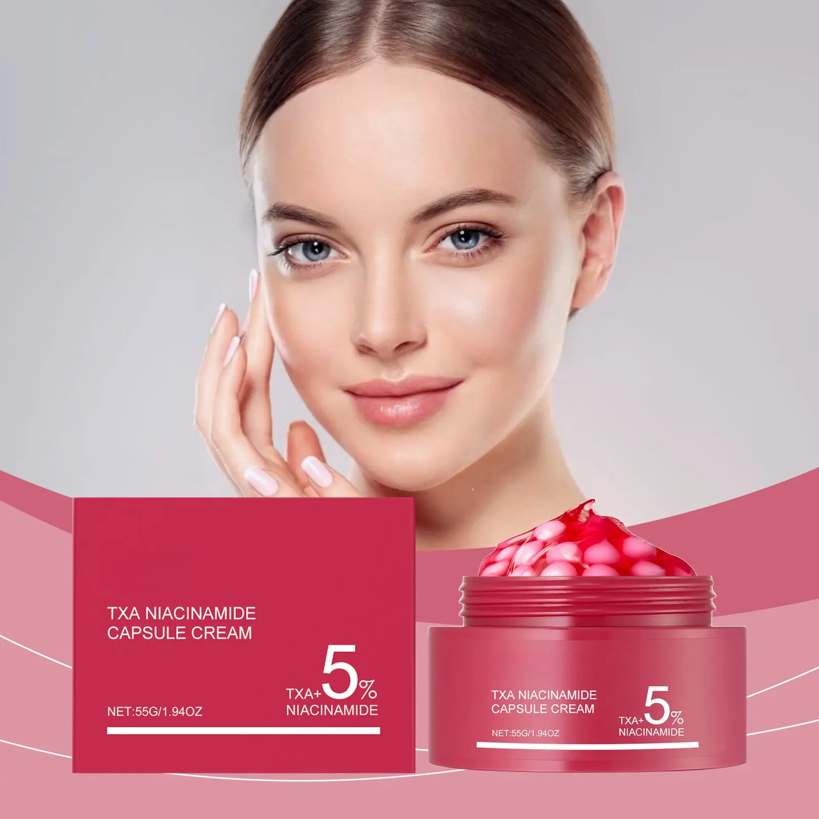 TXA Niacinamide Capsule Cream 5% Niacinamide Ultimate Dual Radiance Moisturizer for Uneven Skin Tone Texture Glow Hydration Daily Facial Hydrating Oil Moisturizing Hydrate niacinamide vitamin c Cream with Niacinamide Firming Rejuvenating Skin