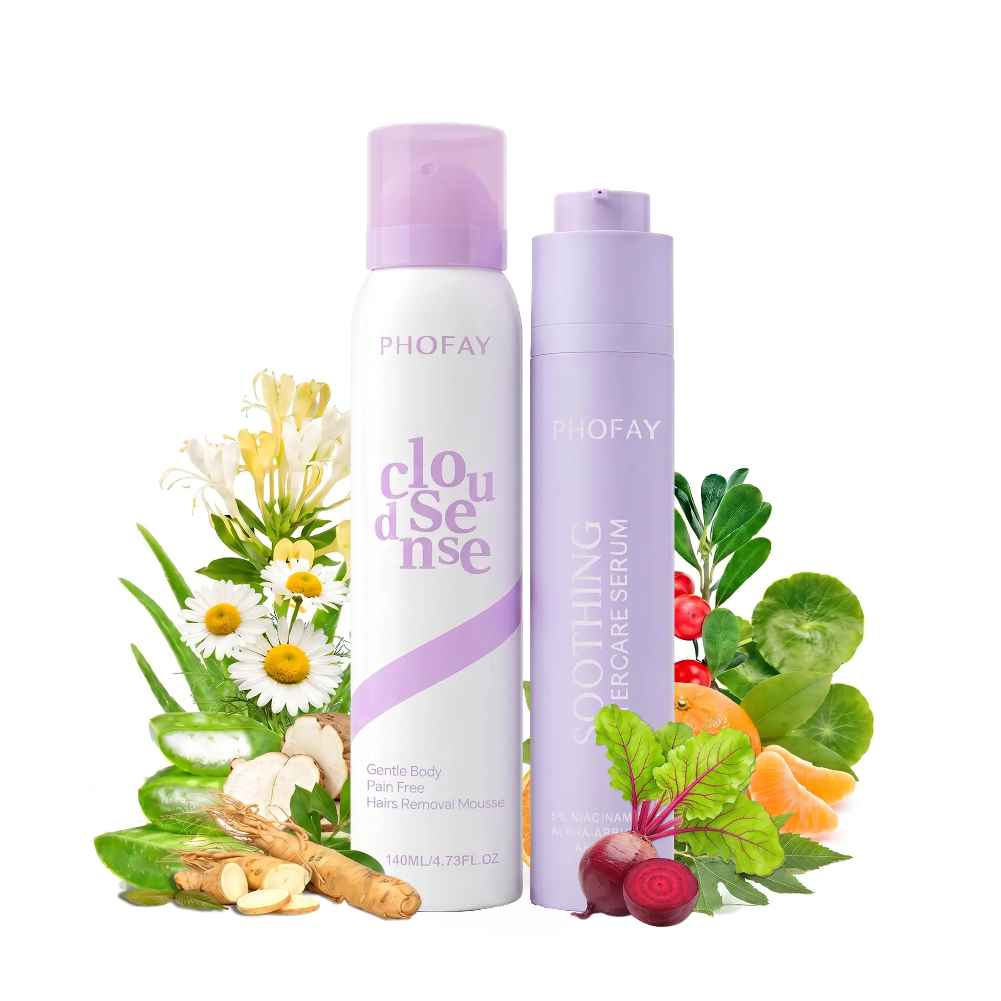PHOFAY 2 in 1 Bikini Care  Set, Gentle Hair Removal Spray & Soothing Aftercare Serum with Niacinamide, Salicylic Acid & Aloe Vera for Smooth, Soft & Summer-Ready Skin for Women & Men